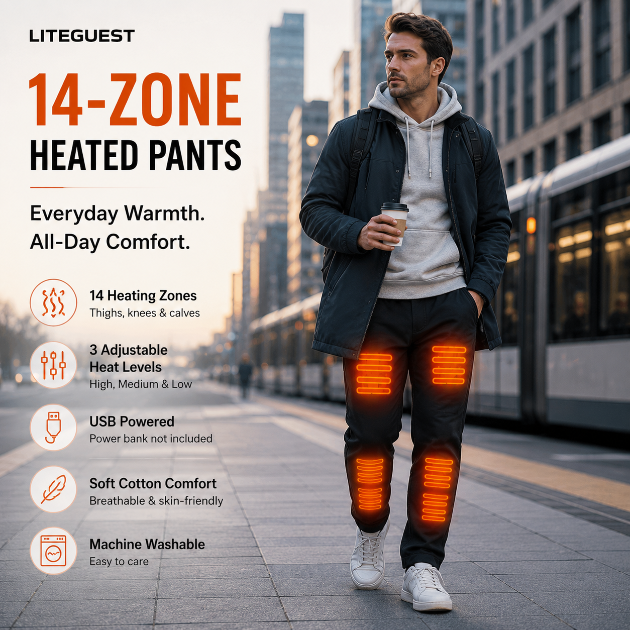 LITEGUEST 14-Zone USB Heated Pants – Winter Outdoor Heated Pants
