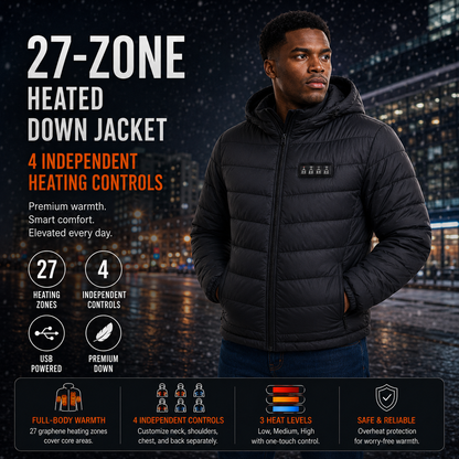 LITEGUEST 27-Zone Smart Heated Down Jacket – Urban Winter Warmth