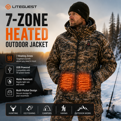 LITEGUEST Heated Camouflage Jacket  Waterproof Outdoor for Winter