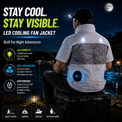 LITEGUEST Cooling Fan Jacket with LED Light Stay Cool for Outdoor
