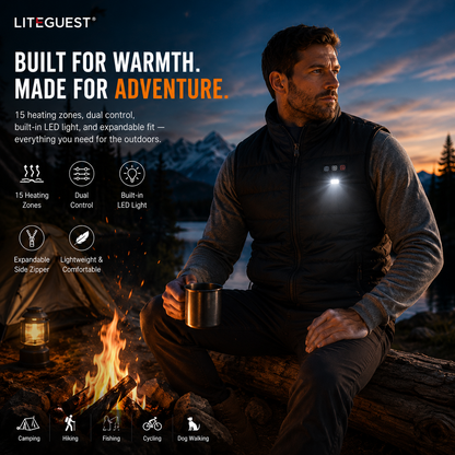 LITEGUEST Heated Vest with LED Light Winter Outdoor Warming Vest