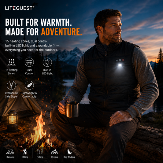 LITEGUEST Heated Vest with LED Light Winter Outdoor Warming Vest
