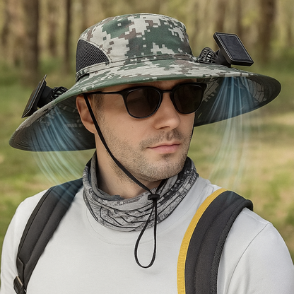 LITEGUEST Solar-Powered Fan Cooling Hat Dual-Fan Wide-Brim Protection