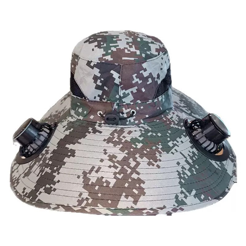 LITEGUEST Solar-Powered Fan Cooling Hat Dual-Fan Wide-Brim Protection