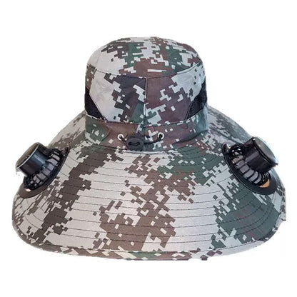 LITEGUEST Solar-Powered Fan Cooling Hat Dual-Fan Wide-Brim Protection