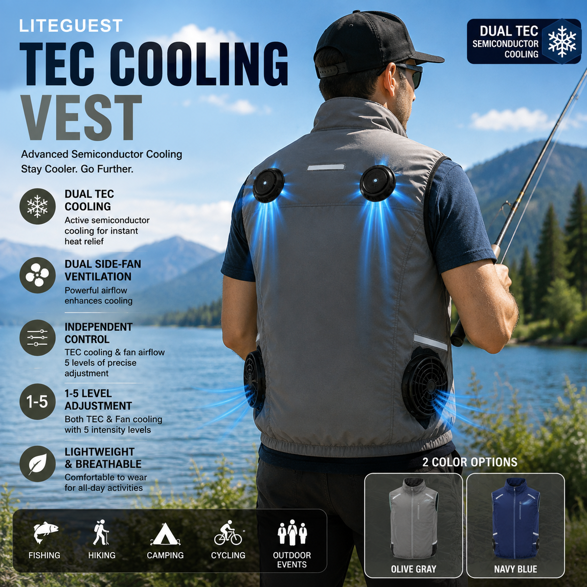 LITEGUEST High-Tech Cooling Vest with TEC Modules & Turbo Fans