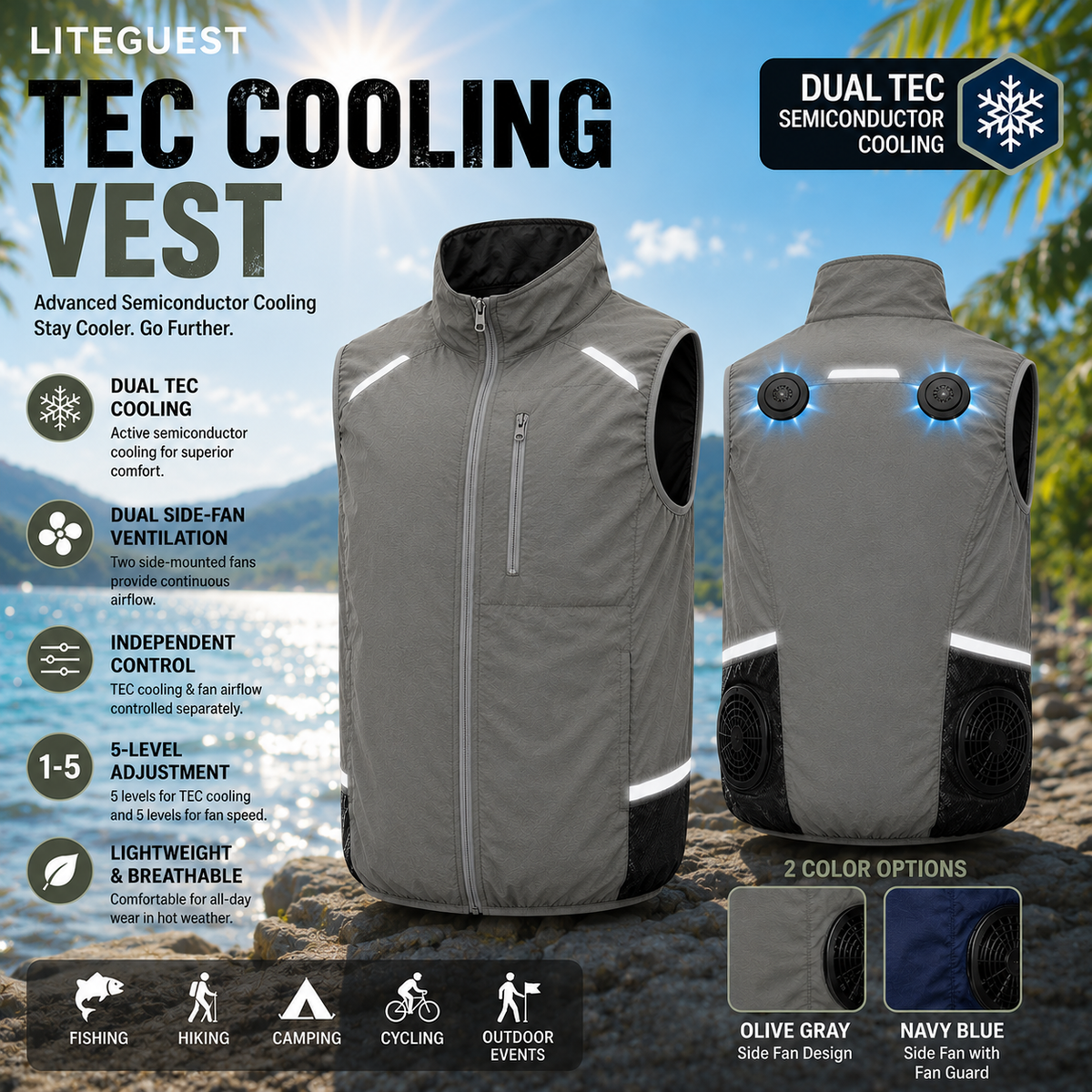 LITEGUEST High-Tech Cooling Vest with TEC Modules & Turbo Fans