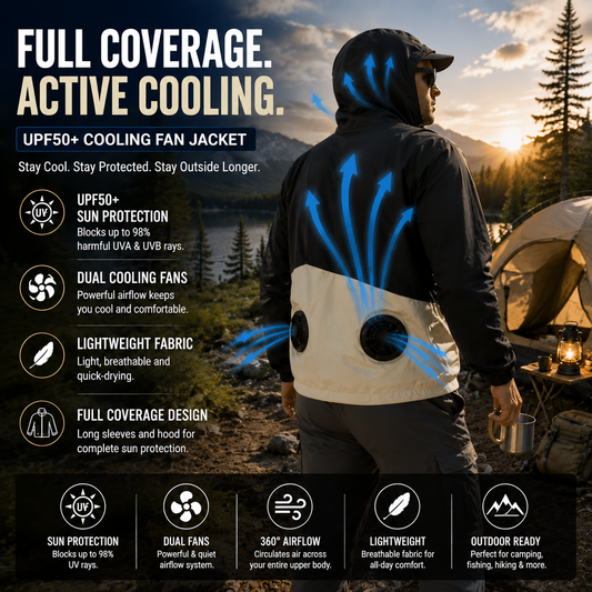 LITEGUEST™ UPF50+ Cooling Fishing Jacket – Built-In Fans for Sun & Heat