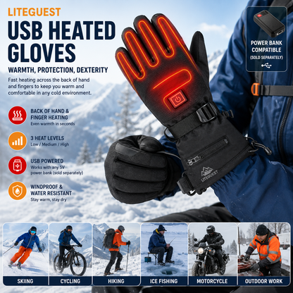 LITEGUEST Heated Gloves – USB-Powered Winter Outdoor Protection