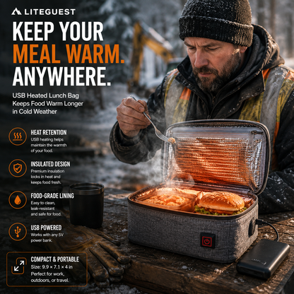 LITEGUEST USB Heated Lunch Bag – Portable Waterproof Outdoor Lunch Bag
