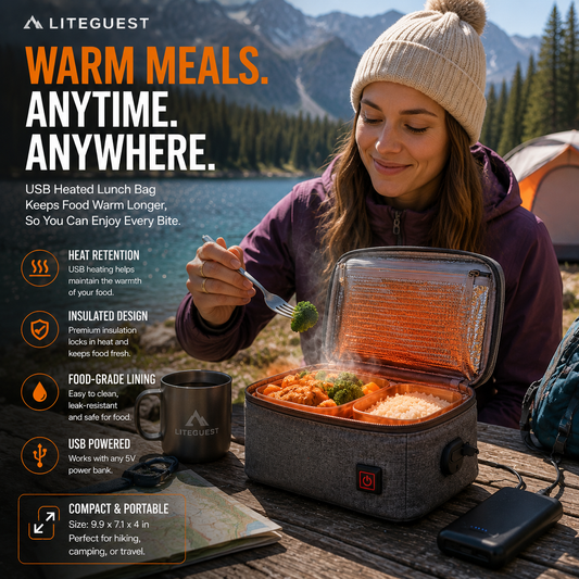LITEGUEST USB Heated Lunch Bag – Portable Waterproof Outdoor Lunch Bag
