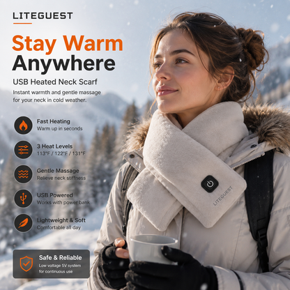 LITEGUEST USB Heated Neck Scarf – Winter Outdoor & Travel Comfort