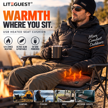 LITEGUEST Heated Seat Cushion Portable Warmth for Outdoor Use