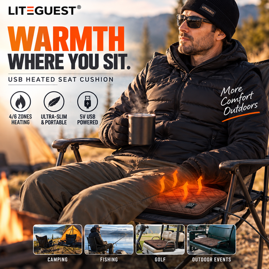 LITEGUEST Heated Seat Cushion Portable Warmth for Outdoor Use