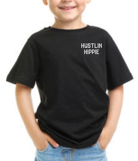 Hustlin Hippie The Motto YOUTH T-Shirt- LOVE BIG.GRIND HARD- BLACK