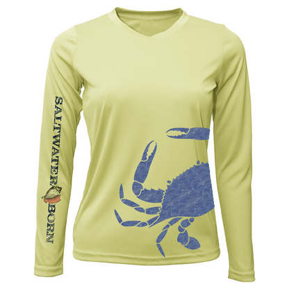 Saltwater Born Blue Crab Wrap Women's Long Sleeve UPF 50+ Dry-Fit Shirt