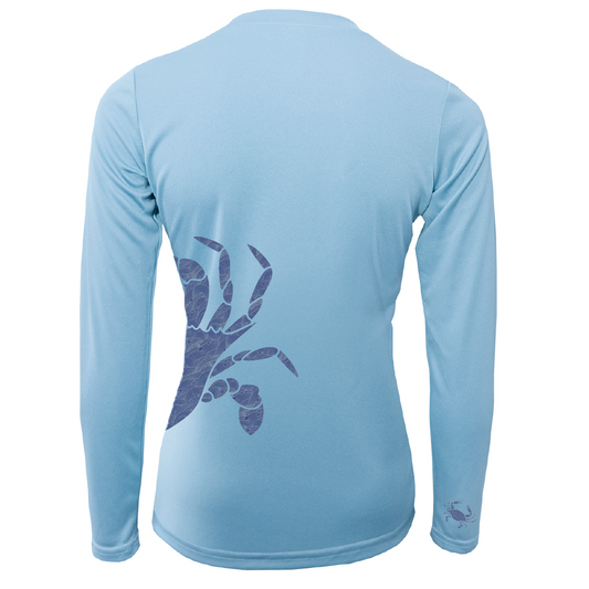 Saltwater Born Blue Crab Wrap Women's Long Sleeve UPF 50+ Dry-Fit Shirt