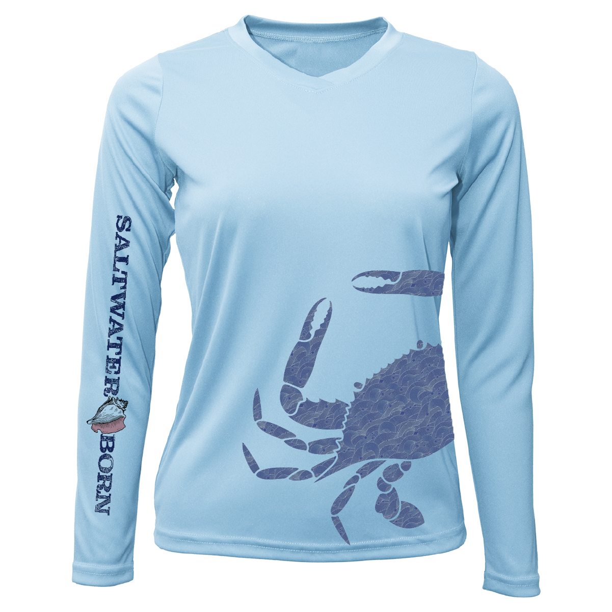 Saltwater Born Blue Crab Wrap Women's Long Sleeve UPF 50+ Dry-Fit Shirt