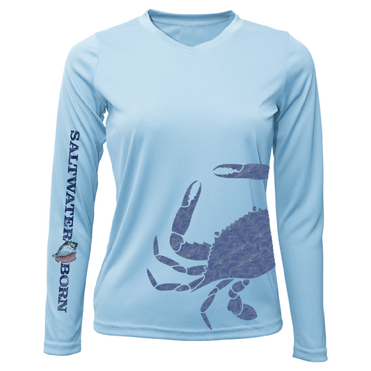 Saltwater Born Blue Crab Wrap Women's Long Sleeve UPF 50+ Dry-Fit Shirt