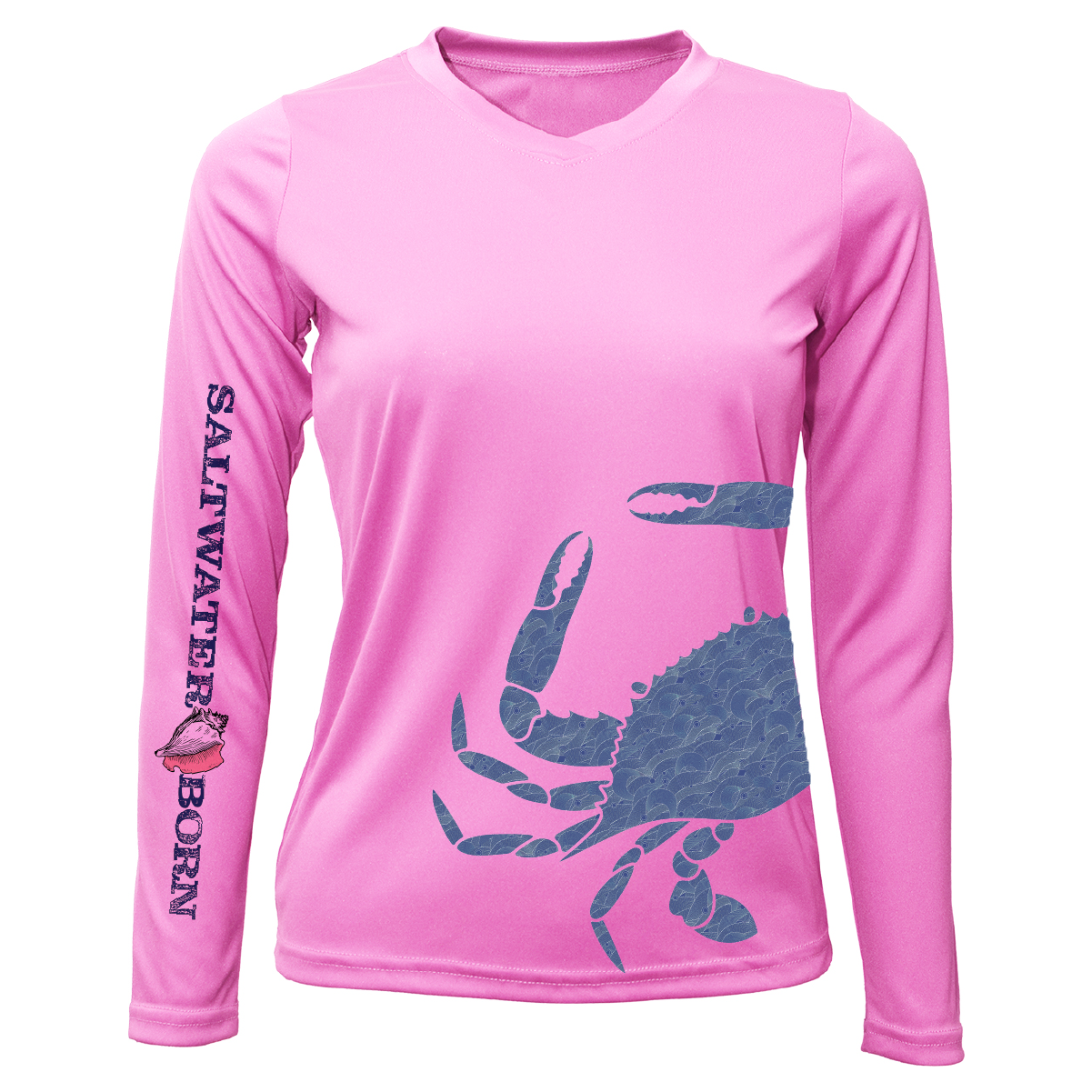 Saltwater Born Blue Crab Wrap Women's Long Sleeve UPF 50+ Dry-Fit Shirt