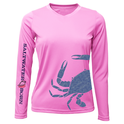 Saltwater Born Blue Crab Wrap Women's Long Sleeve UPF 50+ Dry-Fit Shirt