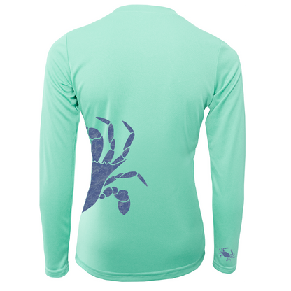 Saltwater Born Blue Crab Wrap Women's Long Sleeve UPF 50+ Dry-Fit Shirt