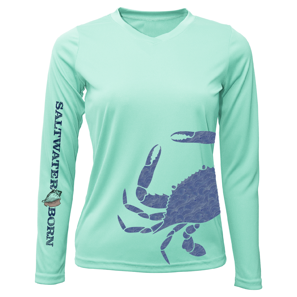 Saltwater Born Blue Crab Wrap Women's Long Sleeve UPF 50+ Dry-Fit Shirt