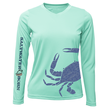 Saltwater Born Blue Crab Wrap Women's Long Sleeve UPF 50+ Dry-Fit Shirt