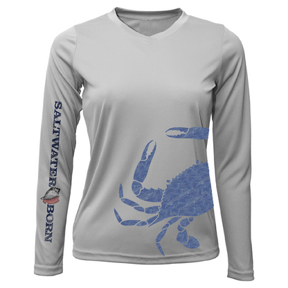 Saltwater Born Blue Crab Wrap Women's Long Sleeve UPF 50+ Dry-Fit Shirt