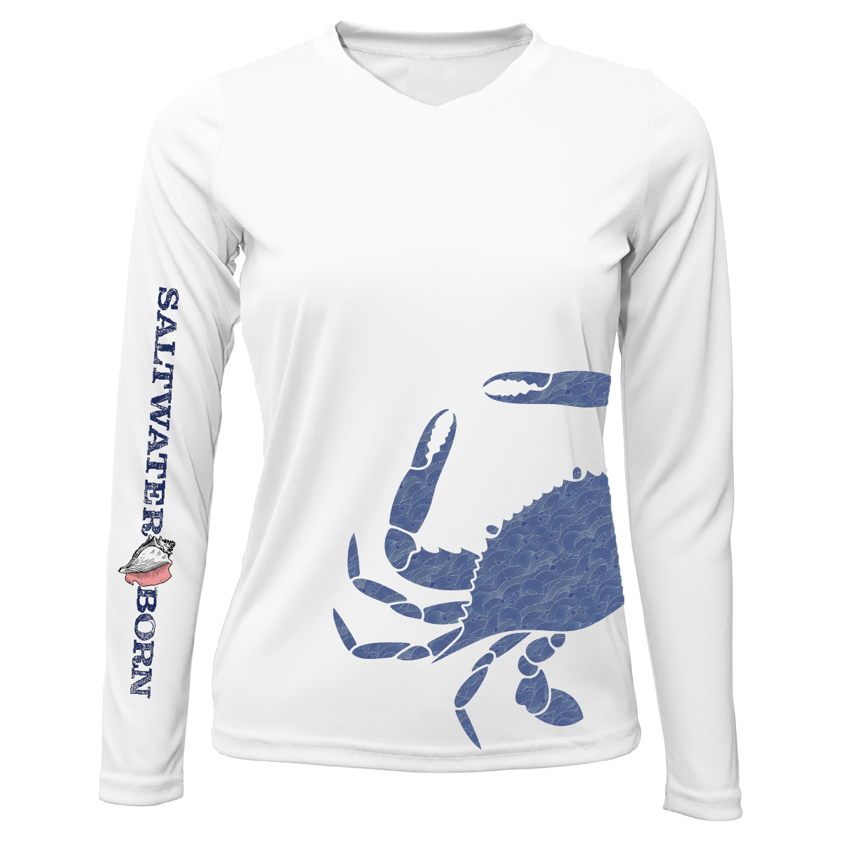 Saltwater Born Blue Crab Wrap Women's Long Sleeve UPF 50+ Dry-Fit Shirt