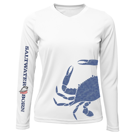 Saltwater Born Blue Crab Wrap Women's Long Sleeve UPF 50+ Dry-Fit Shirt