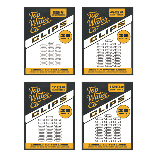 Topwater Co SUPER SAMPLE PACK- 10 or 25 Clips in Each Size