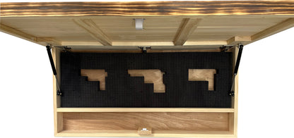American Flag Challenge Coin Display and Hidden Gun Cabinet, Military Coin Holder Holds 100 Coins and is Ready to Hang, Large US Flag Patriotic Art 38.5" x 19.5"