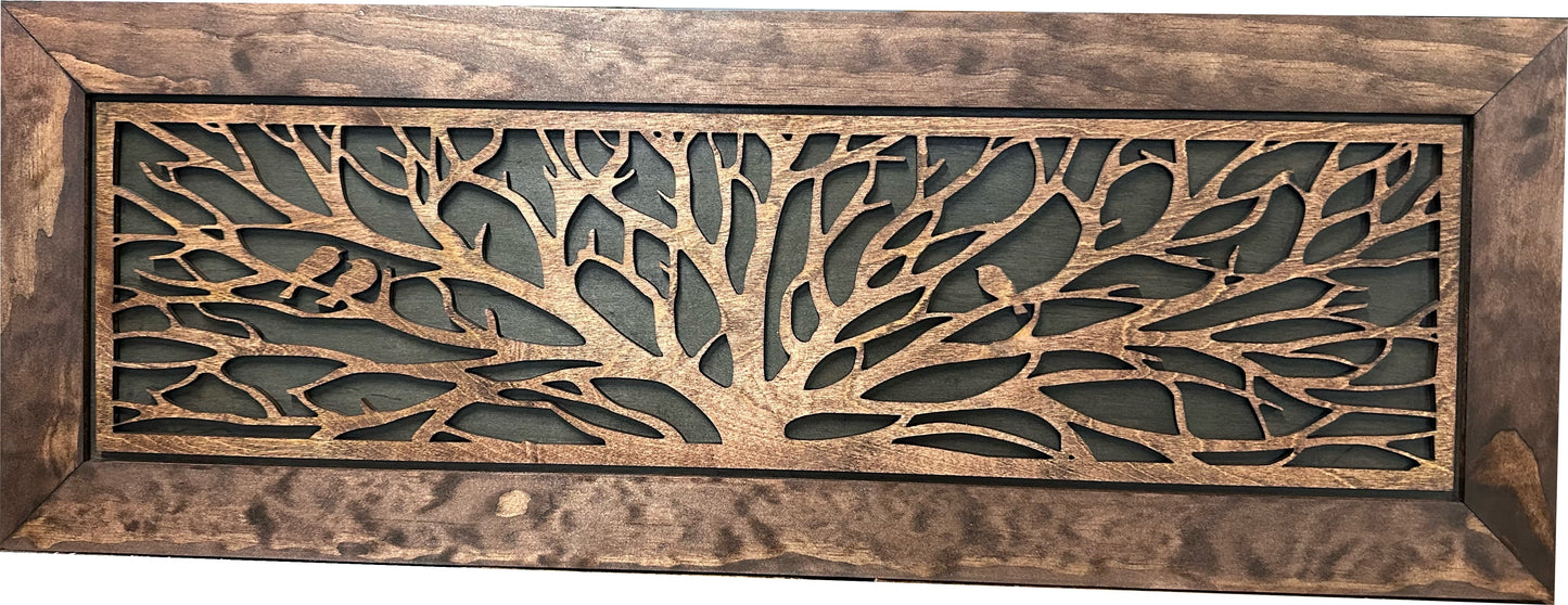 Bellewood Designs - Large Wood Hidden Gun Cabinet Birds In A Tree Wall Decoration - Hidden Gun Safe To Securely Store Your Gun In Plain Sight