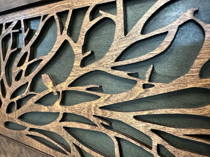 Bellewood Designs - Large Wood Hidden Gun Cabinet Birds In A Tree Wall Decoration - Hidden Gun Safe To Securely Store Your Gun In Plain Sight