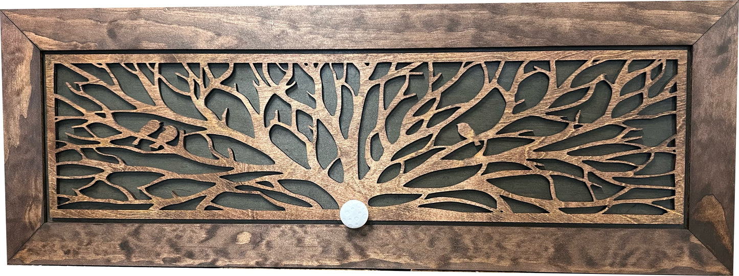 Bellewood Designs - Large Wood Hidden Gun Cabinet Birds In A Tree Wall Decoration - Hidden Gun Safe To Securely Store Your Gun In Plain Sight