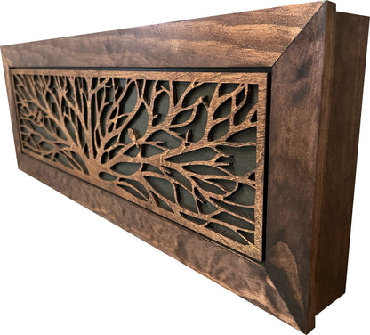 Bellewood Designs - Large Wood Hidden Gun Cabinet Birds In A Tree Wall Decoration - Hidden Gun Safe To Securely Store Your Gun In Plain Sight