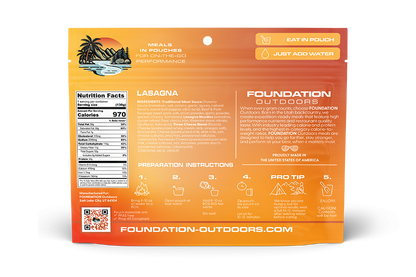 Foundation Outdoors Lasagna Meal