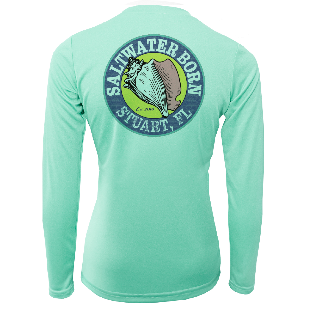 Saltwater Born Lat/Long Stuart Florida Girl Long Sleeve UPF 50+ Dry-Fit Shirt