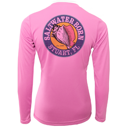 Saltwater Born Lat/Long Stuart Florida Girl Long Sleeve UPF 50+ Dry-Fit Shirt