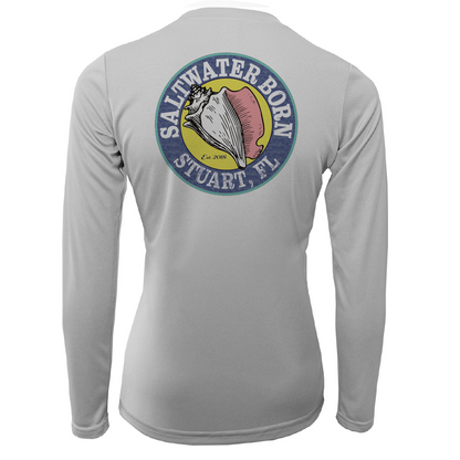 Saltwater Born Lat/Long Stuart Florida Girl Long Sleeve UPF 50+ Dry-Fit Shirt