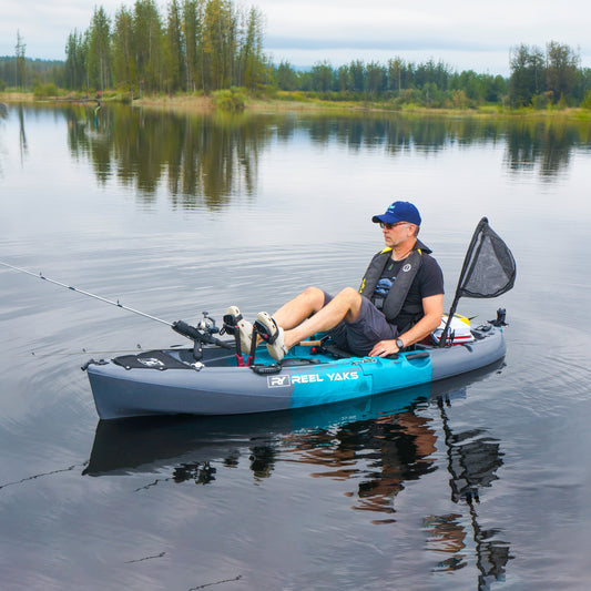 ReelYaks 9.5ft Raptor Modular Fin Drive Pedal Fishing Kayak | 380lbs Capacity | 2 Piece