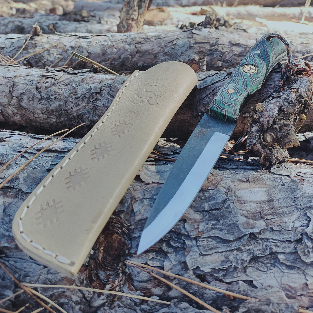 Kam Knife - B40 - Green G Micarta Handle - Fixed Blade