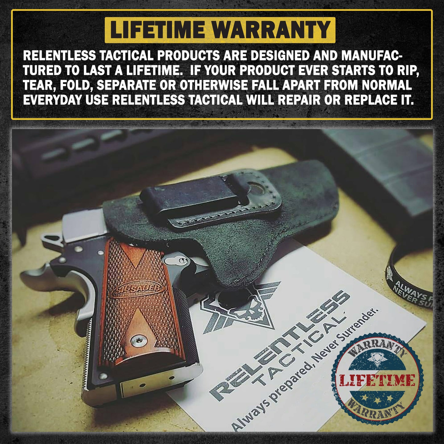 Relentless Tactical The Ultimate Suede Leather IWB Holster - Fits All 1911's - Lifetime Warranty - Made in USA