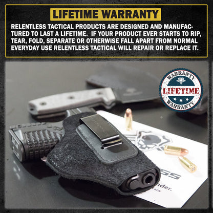 Relentless Tactical The Ultimate Suede Leather IWB Holster Large Size | Fits S&W Shield/Glock/XD - Lifetime Warranty - Made in USA