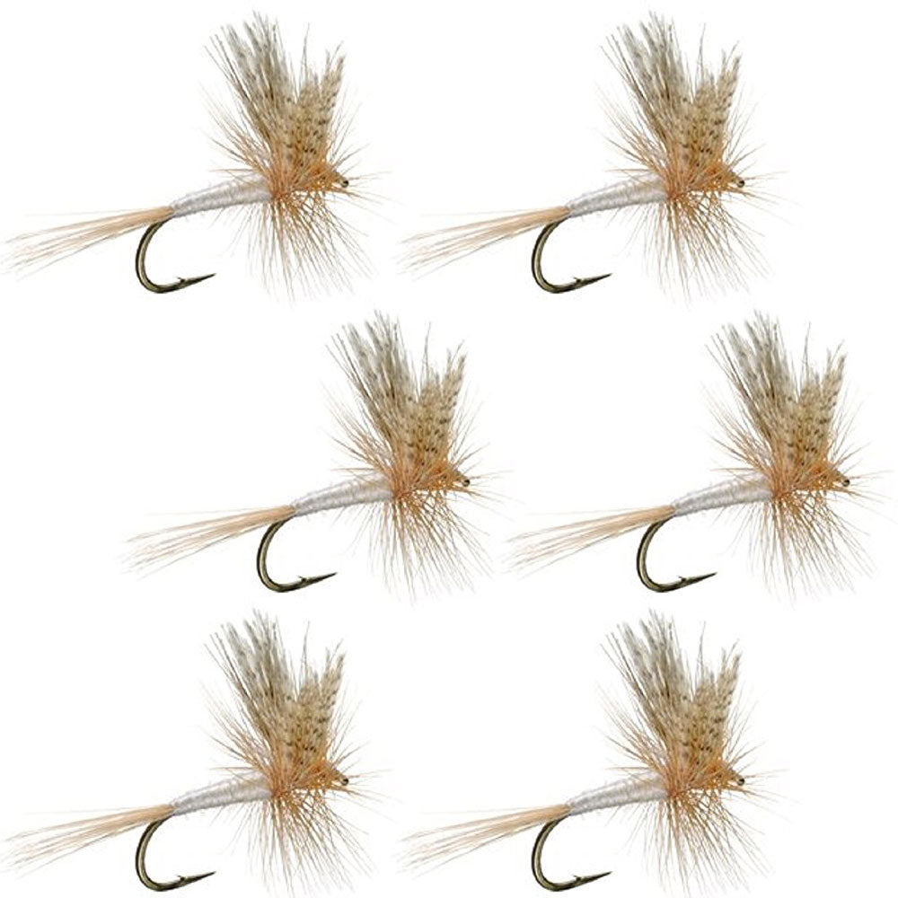 The Fly Fishing Place Barbless Light Cahill Classic Trout Dry Fly Fishing Flies - Set of 6 Flies Size 16