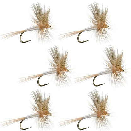 The Fly Fishing Place Barbless Light Cahill Classic Trout Dry Fly Fishing Flies - Set of 6 Flies Size 12