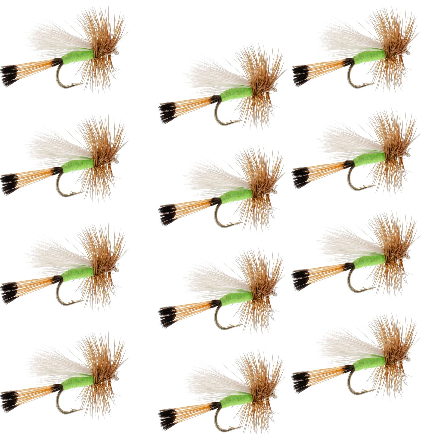 The Fly Fishing Place Lime Trude Classic Hair Wing Dry Fly - 12 Flies Hook Size 16