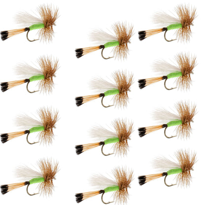 The Fly Fishing Place Lime Trude Classic Hair Wing Dry Fly - 12 Flies Hook Size 16