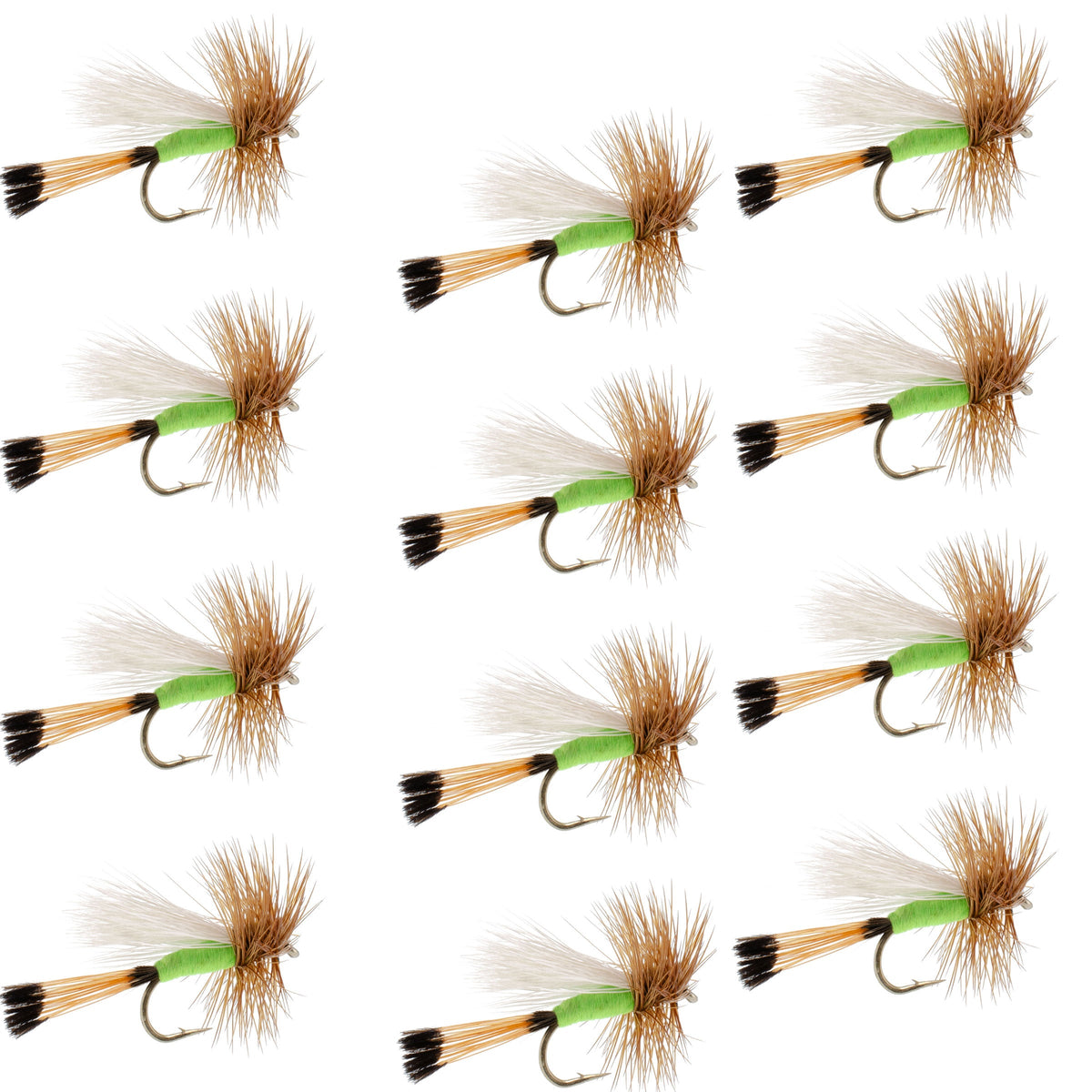The Fly Fishing Place Lime Trude Classic Hair Wing Dry Fly - 12 Flies Hook Size 18